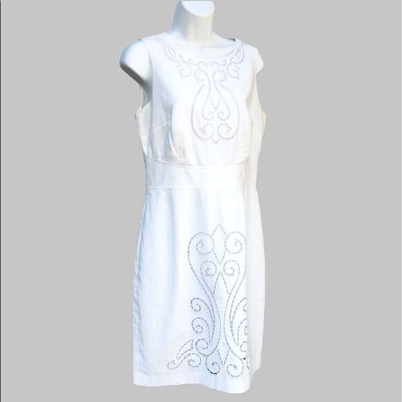 Maggy London Cutwork Embroidery Accent Sleeveless Sheath Dress - Picture 2 of 9